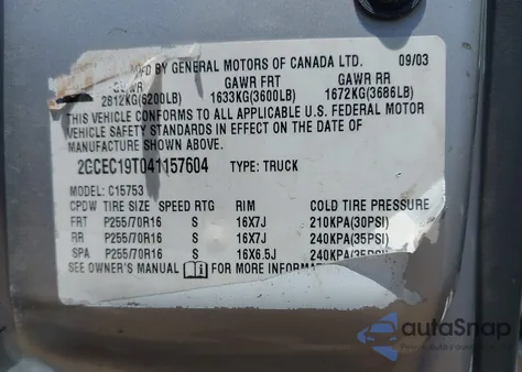 2004 Chevrolet Silverado 1500 Lt z USA, uszkodzony, nr VIN 2GCEC19T041157604